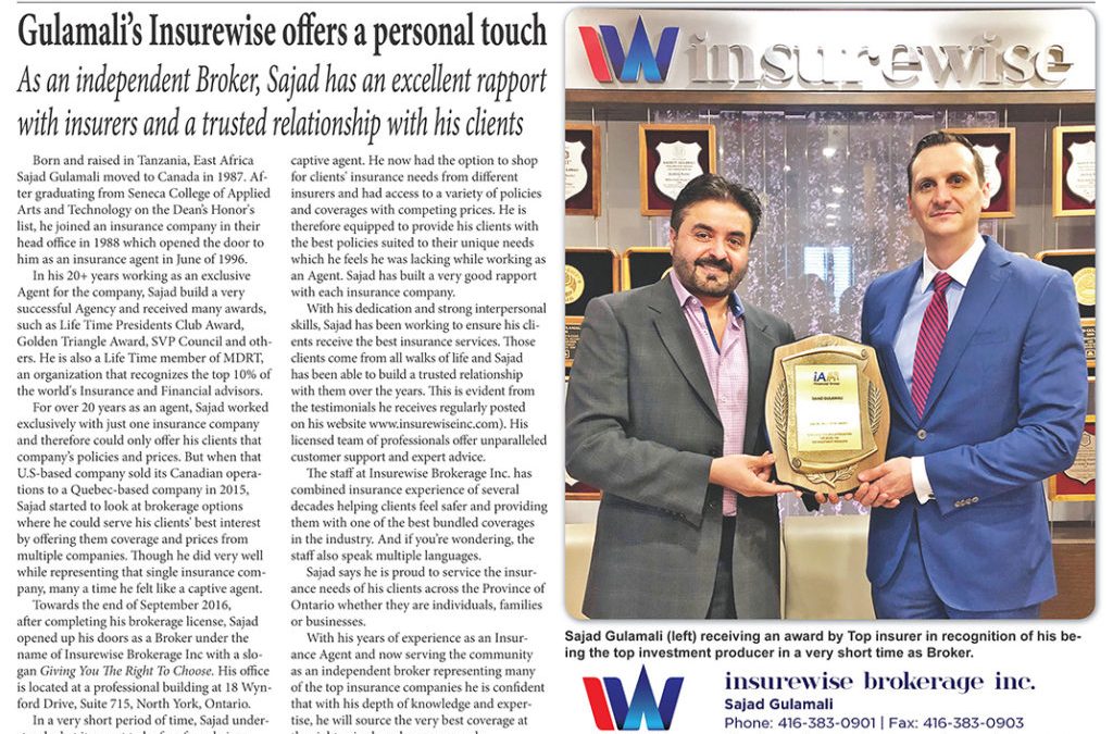 Gulamali’s Insurewise offers a personal touch